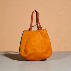 Soruka Orange Navy Leather Shoulder Bag